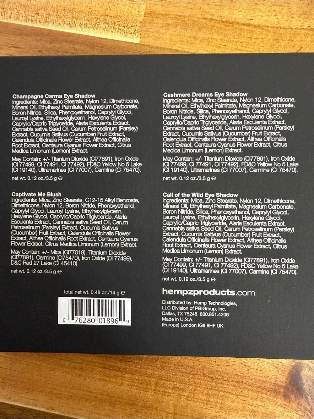 Hempz Black and White Eyeshadow Palette Packaging